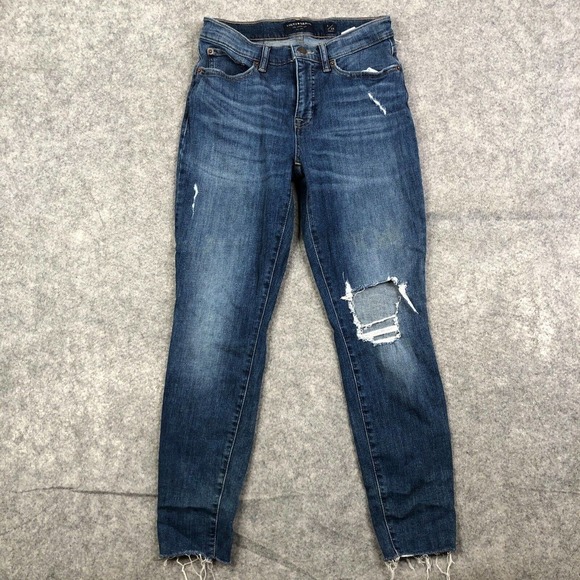 Lucky Brand Skinny Jeans Womens 6/28 Ava Mid Rise Ankle Distressed Stretchy Blue - Picture 1 of 12